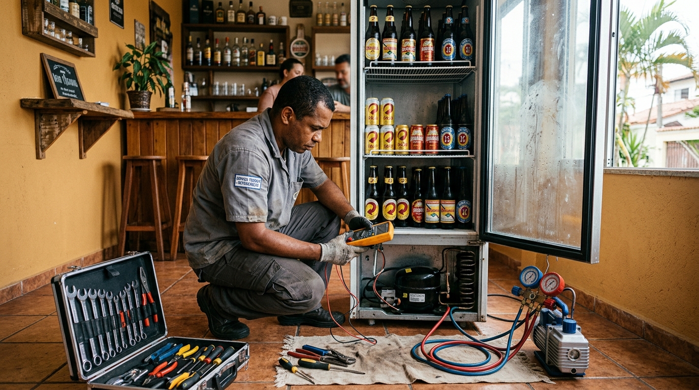 Substituição de termostato de cervejeira em serviço técnico em Maceió‑AL